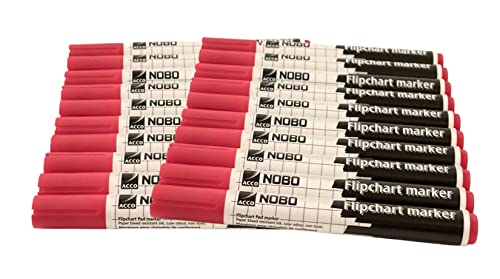 20 Stück NOBO Flipchartmarker Whiteboard-Marker, rot mit Keilspitze 3-13 mm, geruchsarme Tinte 20 Stück NOBO Flipchartmarker Whiteboard-Marker, rot mit Keilspitze 3-13 mm, geruchsarme Tinte von NOBO