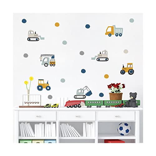 NOBRIM Cartoon Auto Aquarell Kinderzimmer Aufkleber Abziehbarer Wandaufkleber zum Abziehen und Aufkleben Kinder Jungen Zimmer Wohnkultur von NOBRIM