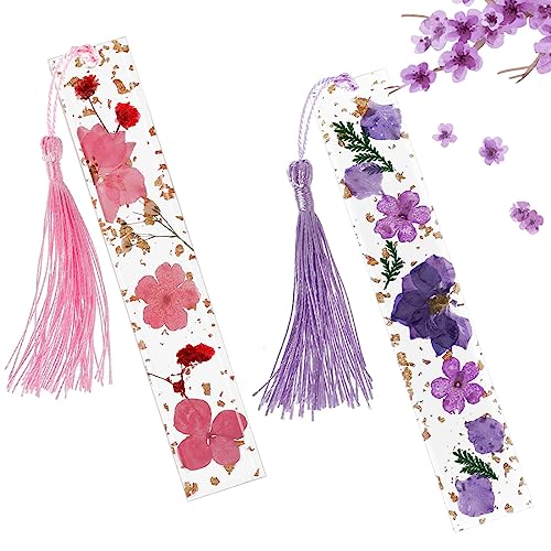 Lesezeichen Mädchen NOCHME 2er Getrocknet Blumen Lesezeich Mit Quasten, Epoxidharz Gepresst Blume Transparent Seitenlesemarker Für Damen Und Frauen Rosa Und Lila Lesezeichen Mädchen NOCHME 2er Getrocknet Blumen Lesezeich Mit Quasten, Epoxidharz Gepresst Blume Transparent Seitenlesemarker Für Damen Und Frauen Rosa Und Lila von NOCHME