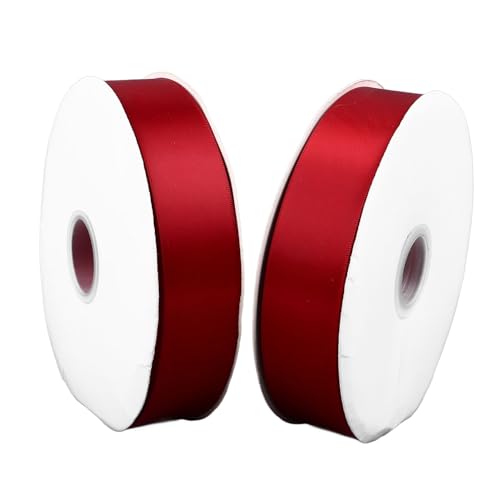 2 Rollen 4,1 cm breites burgunderrotes Satinband Polyesterband zum Verpacken, Blumenverpacken, Kuchenverpacken, Boxverpacken, 91 m von NOENNULL