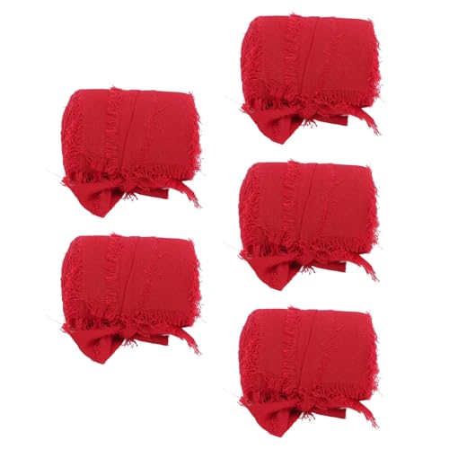 5 Rollen Chiffonband Handgefertigtes Stoffband Rote Fransen Chiffon Band Dekoband für DIY Handwerk Verpackung Party Hochzeit Dekorationen von NOENNULL