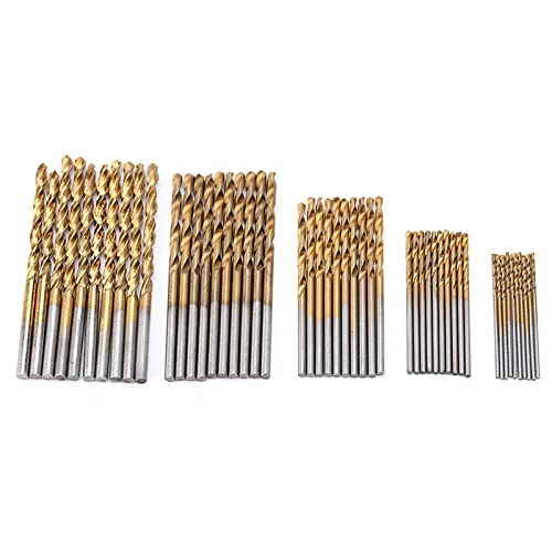 50 Stück Mini-Hochgeschwindigkeitsstahlbeschichtung, gerade, Handbohrer-Bits, Werkzeug, 9 x 5 x 2 Bohrer-Set, gemischte Hand, Metall, C R von NOENNULL