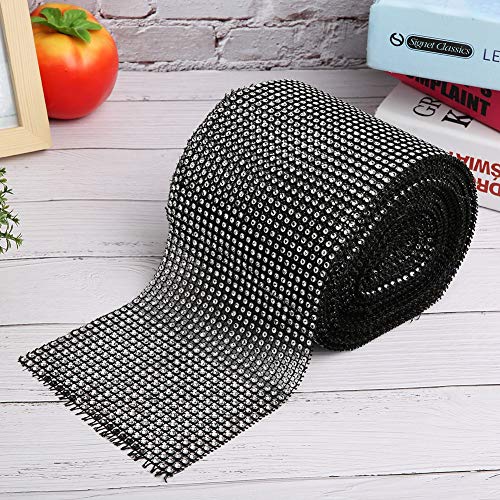 9 m 24 Reihen Galvanik Kunststoff Kunststrass Band Mesh Hochzeit Kleidung Dekoration (schwarz) von NOENNULL