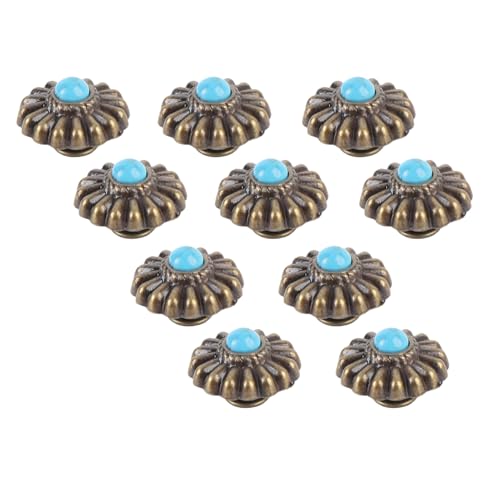 Blume, Schraubknopf, Bronzeblaues Türkisfarbenes Conchos 16,5 Mm für die Beuteldekoration mit 4,5 -Mm -pH -PH -Schrauben von NOENNULL