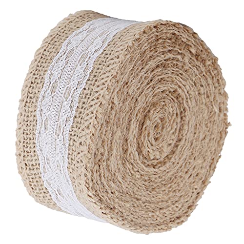 Juteband, 5,5 m, verschiedene Stile, Spitze, Jute, Rolle für Hochzeit, Party, Verpackung, industrielle Verpackung, Kunst (5 cm kleine Spitze) von NOENNULL