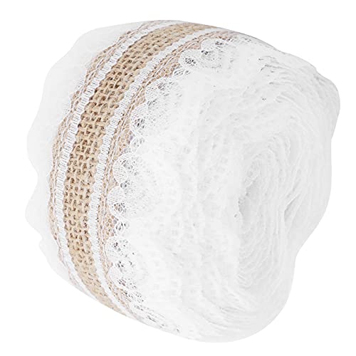 Juteband, 5,5 m, verschiedene Stile, Spitze, Jute, Rolle für Hochzeit, Party, Verpackung, industrielle Verpackung, Kunst (5 cm mittellange gerade Spitze) von NOENNULL