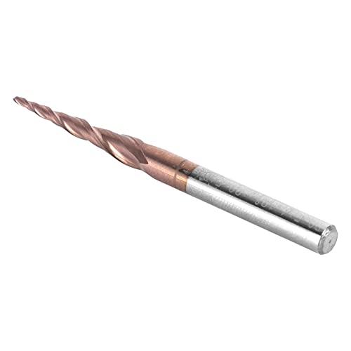 NOENNULL 2 Flötenkugel End Mill Wolfram Stahlkarbid Antique Messing Plattiert, 0,5 Mm Schnittdurchmesser, 20,5 Mm, 4 Mm Schaft, Geeignet mit Schneiden, Endfräsen, Rillen von NOENNULL