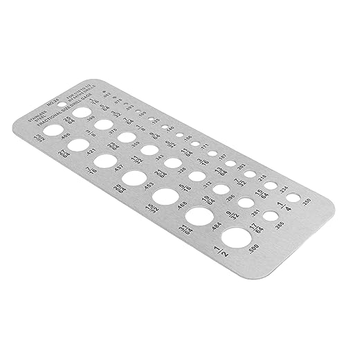 NOENNULL Edelstahl-Bohrmaschine Bitgrößenmessgerät-29 Loch Metallbohrmessgerät für 1/16 "bis 1/2" Bits & 17/64 "bis 1/2" Schrauben (0,062-0,250 Zoll), Präzisionsmaschi von NOENNULL