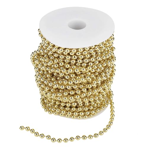 NOENNULL Perlenkügelchen Stringkette, 25m Roll Mahlen Perlendraht Perlen Garland String DIY Hochzeitsdekoration Perlenperlen String für das Handwerk für die Party Hochzeitsdekoration 6mm (Gold) von NOENNULL