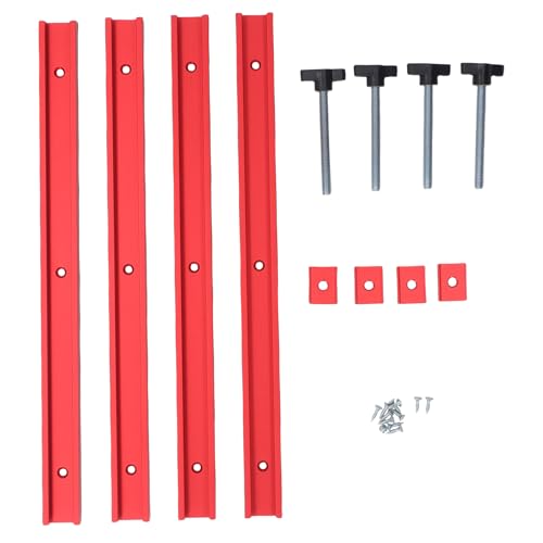 T-Nut- und M8-Gleitblock-Set, Aluminiumlegierung, Doppelschnittprofil, Vorgebohrte Befestigungslöcher, T-Schiene, 400 Mm, für Holzbearbeitungsprojekte, Rot T-Nut- und M8-Gleitblock-Set, Aluminiumlegierung, Doppelschnittprofil, Vorgebohrte Befestigungslöcher, T-Schiene, 400 Mm, für Holzbearbeitungsprojekte, Rot von NOENNULL