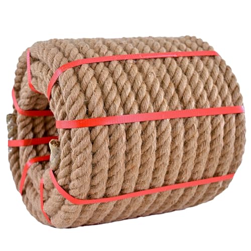 Natürliche Juteseile (2,5 cm x 15,2 m), dickes Hanfseil, gedrehtes Manila-Seil für Handwerk, Geländer, Tauziehen, Landschaftsbau, Gartenarbeit, Bündelung, Hängematte, Heimdekoration von NOFORGET