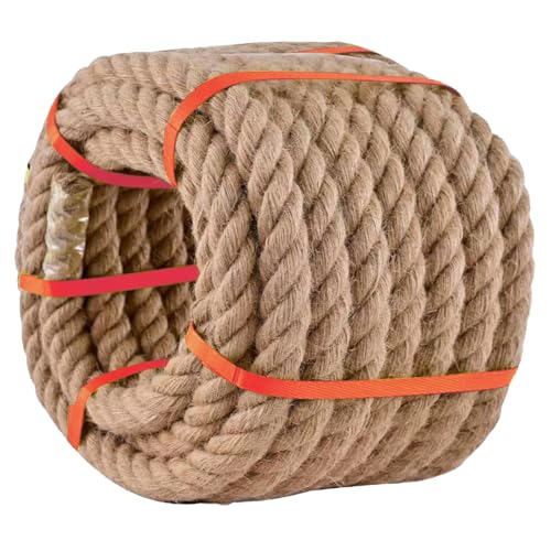 Verdrehtes Manila-Seil Hanfseil (1 Zoll x 25 Fuß) Natürliches dickes Juteseil für Handwerk, nautisch, Geländer, Hängematte, Dekorieren von NOFORGET