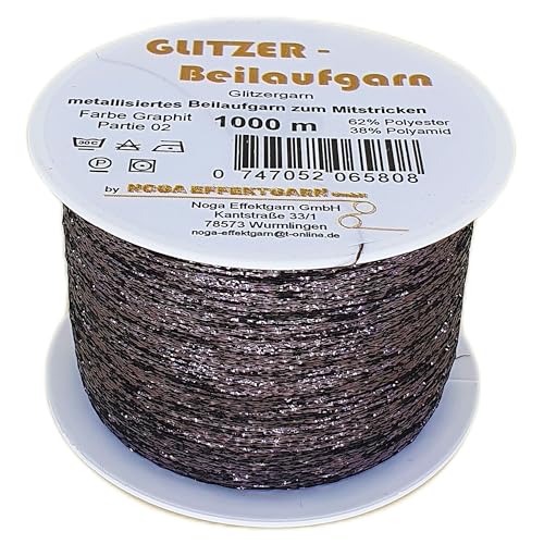 Glitzer Beilaufgarn auf 1000 Meter Spulen - Farbe Graphite Glitzer Beilaufgarn auf 1000 Meter Spulen - Farbe Graphite von NOGA EFFEKTGARN GmbH