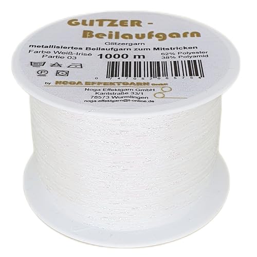 NOGA EFFEKTGARN GmbH Glitzer Beilaufgarn auf 1000 Meter Spulen - Weiß-Irisé Metallic Accent Strick- und Häkelgarn NOGA EFFEKTGARN GmbH Glitzer Beilaufgarn auf 1000 Meter Spulen - Weiß-Irisé Metallic Accent Strick- und Häkelgarn von NOGA EFFEKTGARN GmbH