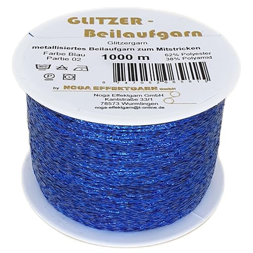 Glitzer Beilaufgarn auf 1000 Meter Spulen in verschiedenen Farben (Blau) von NOGA EFFEKTGARN GmbH