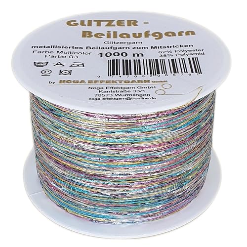 Glitzer Beilaufgarn auf 1000 Meter Spulen in verschiedenen Farben (Multicolor) von NOGA EFFEKTGARN GmbH