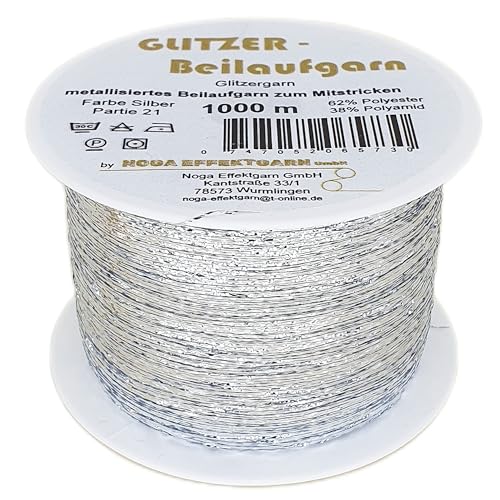 NOGA EFFEKTGARN Garn: Metallisiertes Beilaufgarn auf 1000 Meter Spulen in Silber von NOGA EFFEKTGARN GmbH