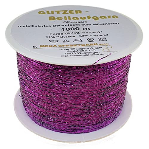 Glitzer Beilaufgarn auf 1000 Meter Spulen in verschiedenen Farben (Violett) von NOGA EFFEKTGARN GmbH