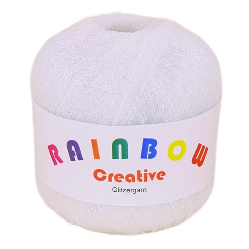 NOGA EFFEKTGARN GmbH Rainbow Creative auf 25 Gramm Knäuel (Weiß-Irisé) - Garn - Polyester (62%) und Polyamid (38%) - 135 Meter Lauflänge - Nadelstärke 3 mm - 2992916031 von NOGA EFFEKTGARN GmbH