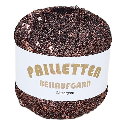 Pailletten Beilaufgarn auf 25 Gramm Knäuel Farbe Dunkelbraun mit Pailletten in Kupfer Pailletten Beilaufgarn auf 25 Gramm Knäuel Farbe Dunkelbraun mit Pailletten in Kupfer von NOGA EFFEKTGARN GmbH