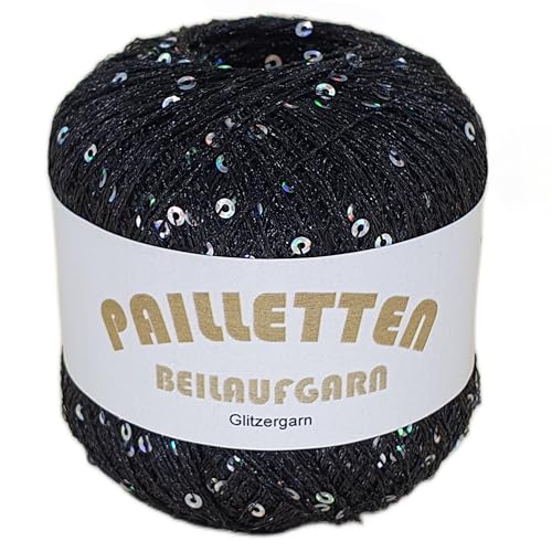 Pailletten Beilaufgarn auf 25 Gramm Knäuel Farbe Schwarz mit Pailletten in Silber Pailletten Beilaufgarn auf 25 Gramm Knäuel Farbe Schwarz mit Pailletten in Silber von NOGA EFFEKTGARN GmbH