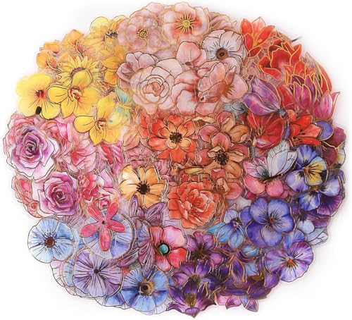 NOGAMOGA 240 Stück Goldfarbene Wasserfarben-Blumen Sticker - kleine dekorative transparente Aufkleber für Scrapbook, Notizbücher, Fotoalbum, Karten und Kindle NOGAMOGA 240 Stück Goldfarbene Wasserfarben-Blumen Sticker - kleine dekorative transparente Aufkleber für Scrapbook, Notizbücher, Fotoalbum, Karten und Kindle von NOGAMOGA