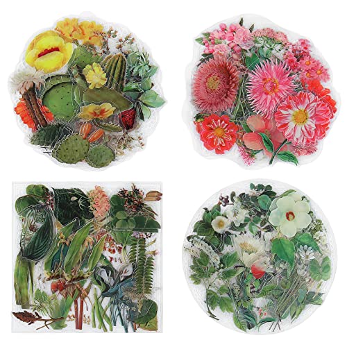 NOGAMOGA Transparente Blumen Aufkleber, Scrapbooking Sticker Set, 120 Stück, Ideal für Tagebuch Fotoalbum Karten Basteln (Blume B) von NOGAMOGA