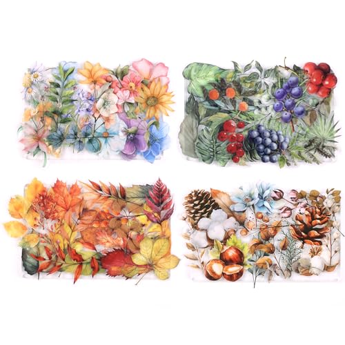 NOGAMOGA Vintage Flower Botanical Stickers, Fall Leaf Stickers, Plant Stickers Clear Aesthetic Decorative Decals for Scrapbooking, Card Making, DIY, Phones, Journals NOGAMOGA Vintage Flower Botanical Stickers, Fall Leaf Stickers, Plant Stickers Clear Aesthetic Decorative Decals for Scrapbooking, Card Making, DIY, Phones, Journals von NOGAMOGA
