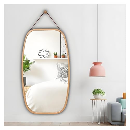 Hängespiegel Mit Lederband, Ganzkörperspiegel, Ankleidespiegel, Dekorativer Spiegel Für Schlafzimmer Und Eingangsbereich, Explosionsgeschützter HD-Schminkspiegel Mit Holzrahmen(Wood color,43x74cm) Hängespiegel Mit Lederband, Ganzkörperspiegel, Ankleidespiegel, Dekorativer Spiegel Für Schlafzimmer Und Eingangsbereich, Explosionsgeschützter HD-Schminkspiegel Mit Holzrahmen(Wood color,43x74cm) von NOIRDA