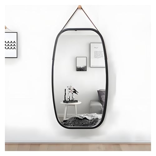 NOIRDA Hängespiegel Mit Lederband, Ganzkörperspiegel, Ankleidespiegel, Dekorativer Spiegel Für Schlafzimmer Und Eingangsbereich, Explosionsgeschützter HD-Schminkspiegel Mit Holzrahmen(Black,43x74cm) NOIRDA Hängespiegel Mit Lederband, Ganzkörperspiegel, Ankleidespiegel, Dekorativer Spiegel Für Schlafzimmer Und Eingangsbereich, Explosionsgeschützter HD-Schminkspiegel Mit Holzrahmen(Black,43x74cm) von NOIRDA