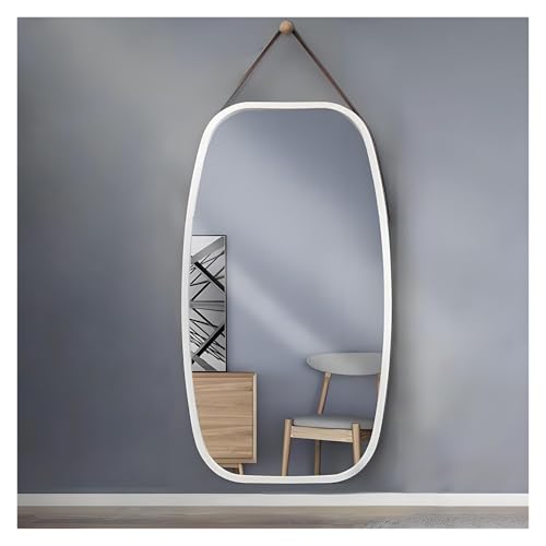 NOIRDA Hängespiegel Mit Lederband, Ganzkörperspiegel, Ankleidespiegel, Dekorativer Spiegel Für Schlafzimmer Und Eingangsbereich, Explosionsgeschützter HD-Schminkspiegel Mit Holzrahmen(White,43x74cm) NOIRDA Hängespiegel Mit Lederband, Ganzkörperspiegel, Ankleidespiegel, Dekorativer Spiegel Für Schlafzimmer Und Eingangsbereich, Explosionsgeschützter HD-Schminkspiegel Mit Holzrahmen(White,43x74cm) von NOIRDA