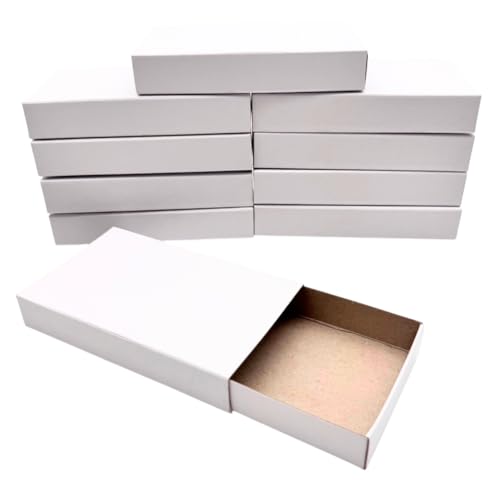 NOLA Streichholzschachteln Blanko zum Basteln und Bemalen für Kinder - 10, 50, 100 Stück - 11 x 6,5 x 2 cm, weiß - Perfekt für Kindergeburtstage und Partys (10) von NOLA