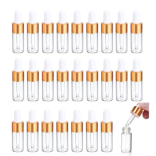 NOLACE Pipettenflasche 25 Stücke Mini Pipettenflasche 3ml Pipettenflasche kleine Glasflasche Transparente Glasflasche mit Tropfpipette,für Ätherisches Öl Aromatherapie Massage Duftöl Probe von NOLACE