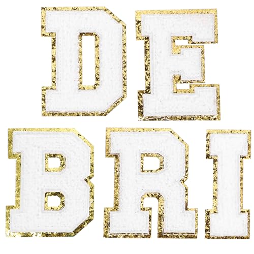 NOLITOY 1 Satz Buchstaben Stoff aufkleber Hosenflicken für Löcher Braut karierter Aufnäher Briefe personalisierter individuation Jackenflicken Bügelbuchstaben für Kleidung Polyester Weiß von NOLITOY
