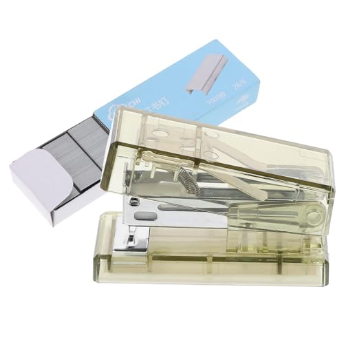 NOLITOY 1 Satz Mini Heftgerät Transparent Multifunktionale Heftmaschine für Büro und Zuhause Klammern Grün für Schüler und Lehrer Platzsparend und Stabil von NOLITOY