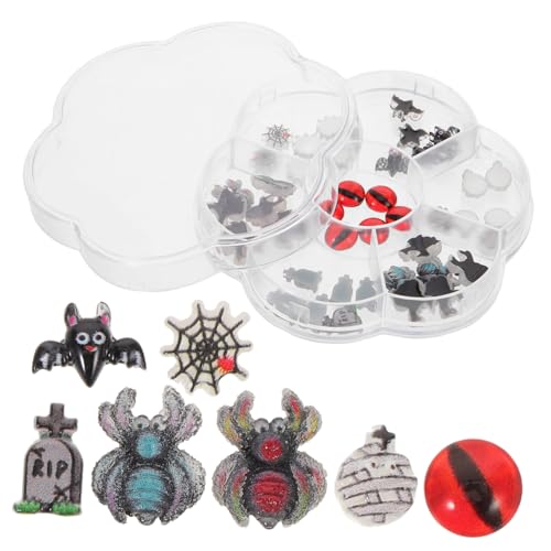 NOLITOY 1 Schachtel Halloween Nagelschmuck aus Stabilem Resin Niedliche DIY Nail Charms mit Spinne Fledermaus Geist Nageldekoration für Party und Alltag Vielseitige Nail Art Accessoires von NOLITOY