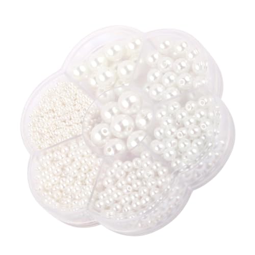 NOLITOY 1 Schachtel Simulation Perlen Weiß Runde Kunststoffperlen für Armband Schmuckherstellung DIY Basteln Spacer Perlen für Halsketten Anhänger von NOLITOY