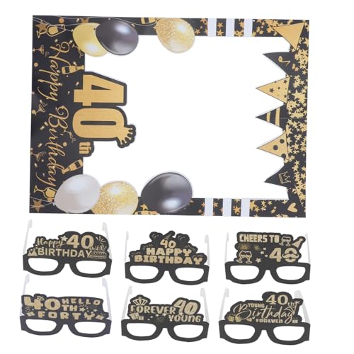 NOLITOY 1 Set 40. Geburtstagspapier Brillen 40. Geburtstag Glasrequisiten Geburtstagspapier Brille 40. Fotokabinen Requisiten Für Feierlichkeiten Geburtstagspapier Party Dekorationen von NOLITOY