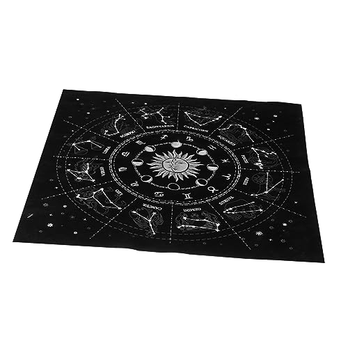 NOLITOY 1 Stück Weissagung Tischdecke Astrologie Wandteppich Astrologie Tischdecke Mit Tarot-Tuch Tarotkarten Tischdecke Tarotdecks Tarotkarten Für Anfänger Orakelkarten Flanell Schwarz von NOLITOY