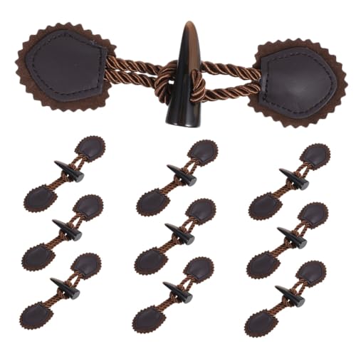 NOLITOY 10 Paare Horn Knebelknöpfe aus Robustem Harz für Wintermäntel Vintage Retro Verschlussknöpfe für Strickjacken DIY Nähzubehör Ersatzknöpfe für Mäntel und Jacken Dunkelbraun von NOLITOY