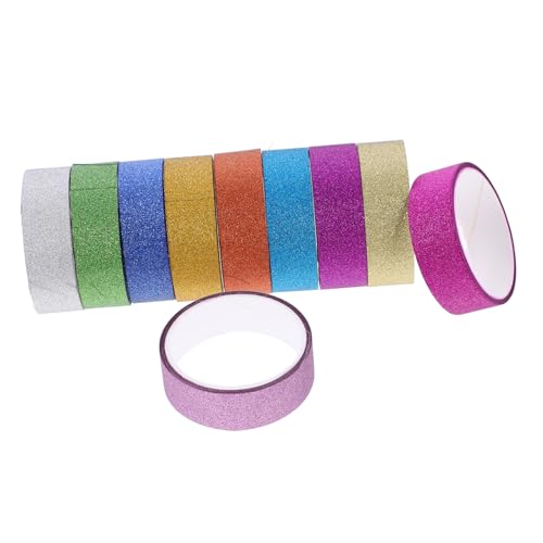 NOLITOY 10 Rollen Glitzer Washi Tape Bunte DIY Klebebänder für Kreative Handarbeiten Dekoratives Klebeband für Scrapbooking und Handwerksprojekte für Bastelbedarf und von NOLITOY