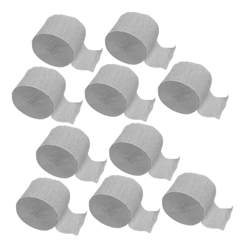 NOLITOY 10 Rollen Silber Krepppapier Party Streamer Flexible Langlebige Deko für Geburtstagsfeier Hochzeit Indoor Festdekoration Vielseitig Einsetzbar für DIY Bastelarbeiten von NOLITOY
