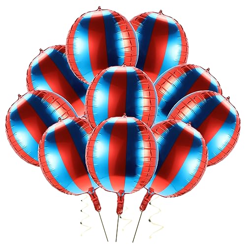 NOLITOY 10 Stück Blau Rote Streifen Folienballons für Karneval und Geburtstagsfeiern Deko für Partys Veranstaltungen und Fotoshootings Langlebig und Farbenfroh von NOLITOY