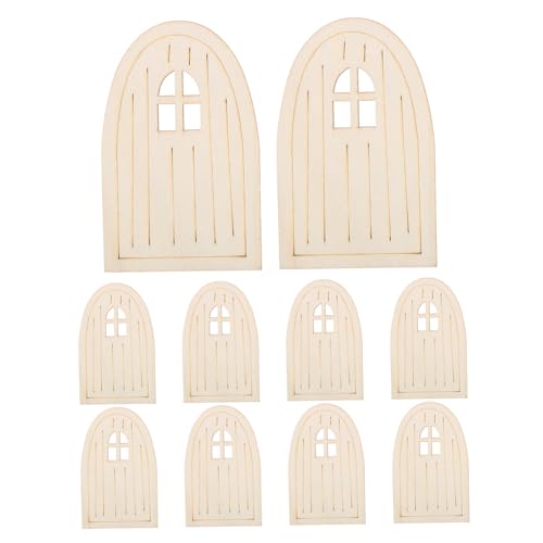 NOLITOY 10 Stück Holzelf -Tür holztür dekoration Holzhandwerk winzig für Miniatur schrullig Minitür Fairys Türen Feentor Feenhafte Gartentür Mini-Feenhaus Weihnachtsfeen-Türset Beige von NOLITOY