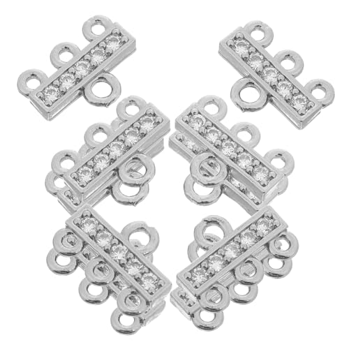 NOLITOY 10 Stück Multistrang Schmuckverbinder mit Zirkonia Mehrreihiger Trennverschluss für Halsketten und Armbänder Langlebiger Charm Connector für Mehrlagige Schmuckgestaltung in Silber von NOLITOY