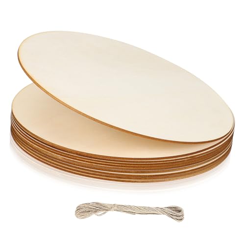 NOLITOY 10 Stück Runde Holzscheiben Naturholz Unbehandelt Blanko Holzplatten zum Basteln Bemalen und Dekorieren mit Seilen DIY Holzscheiben NOLITOY 10 Stück Runde Holzscheiben Naturholz Unbehandelt Blanko Holzplatten zum Basteln Bemalen und Dekorieren mit Seilen DIY Holzscheiben von NOLITOY