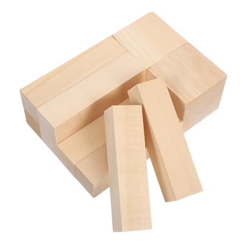 NOLITOY 10 Stück Teiliges Basswood Schnitzholz- Unbehandelte Lindenholzblöcke für Holzschnitzen und Basteln Glatte Oberfläche Stabile Holzklötze für DIY Kunsthandwerk und Anfänger von NOLITOY
