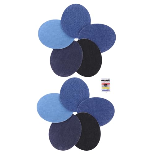 NOLITOY 10 Stück Teiliges Bügelflicken aus Denim Ovale Aufbügelflicken für Kleidung und Jeans Inklusive Nähset Strapazierfähige Jeansflicken zum Reparieren von Knien Hüften und NOLITOY 10 Stück Teiliges Bügelflicken aus Denim Ovale Aufbügelflicken für Kleidung und Jeans Inklusive Nähset Strapazierfähige Jeansflicken zum Reparieren von Knien Hüften und von NOLITOY