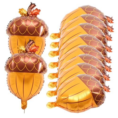NOLITOY 10 Stück Teiliges Folienballons Tannenzapfen Motiv Herbstliche Partydeko Einzigartige Ballons für Herbstfest und Erntedank zum Aufhängen an Wand Fenster oder Tür Detailreich und von NOLITOY