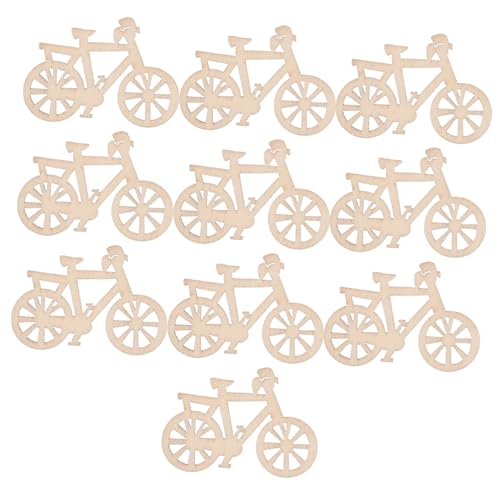 NOLITOY 10 Stück Teiliges Holz Fahrrad Ausstanzungen Naturbelassen Glatt Kanten Sicher für DIY Basteln Dekoration Kreative Formen Langlebiges Holz Zubehör von NOLITOY